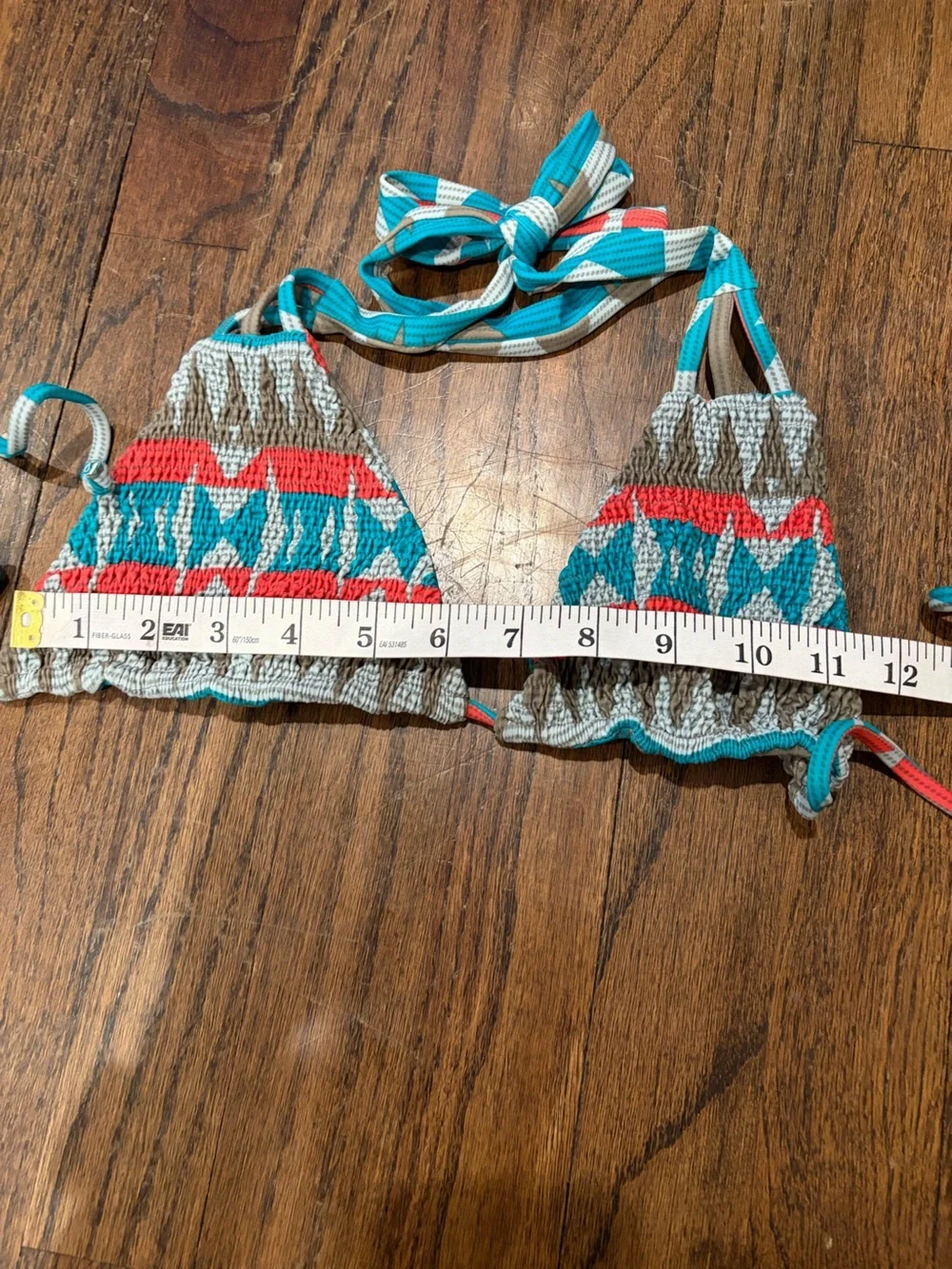 New Tori Praver Swimwear for Scoop Turquoise & Coral Tribal Bikini size large